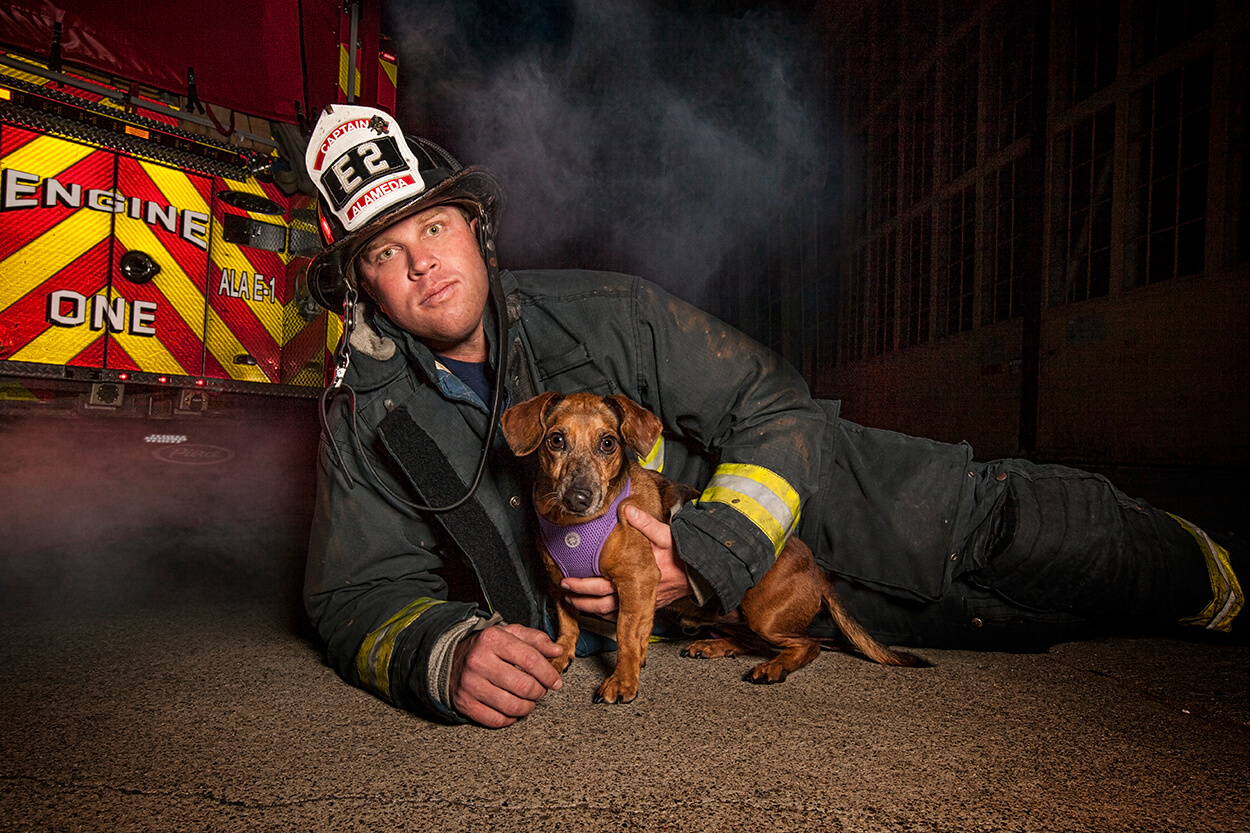 sexy fireman and dog commercial dog photographer michelle russ
